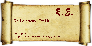 Reichman Erik névjegykártya